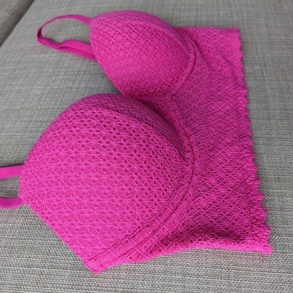 VICTORIA'S secret body by Victoria lace padded nowire pink bralette bra 32C B069 - Picture 7 of 7